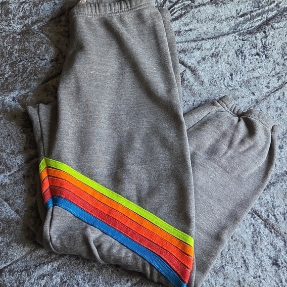 Aviator Nation Pants - Avaitor Nation Gray Sweatpants with Neon Stripes